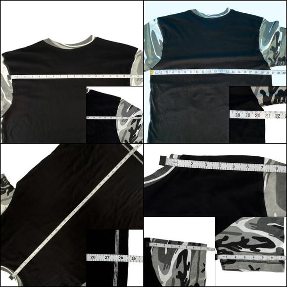 Code Five Men's Black/Camo Short Sleeve Tee Shirt Top Medium 100% Cotton - Picture 13 of 13